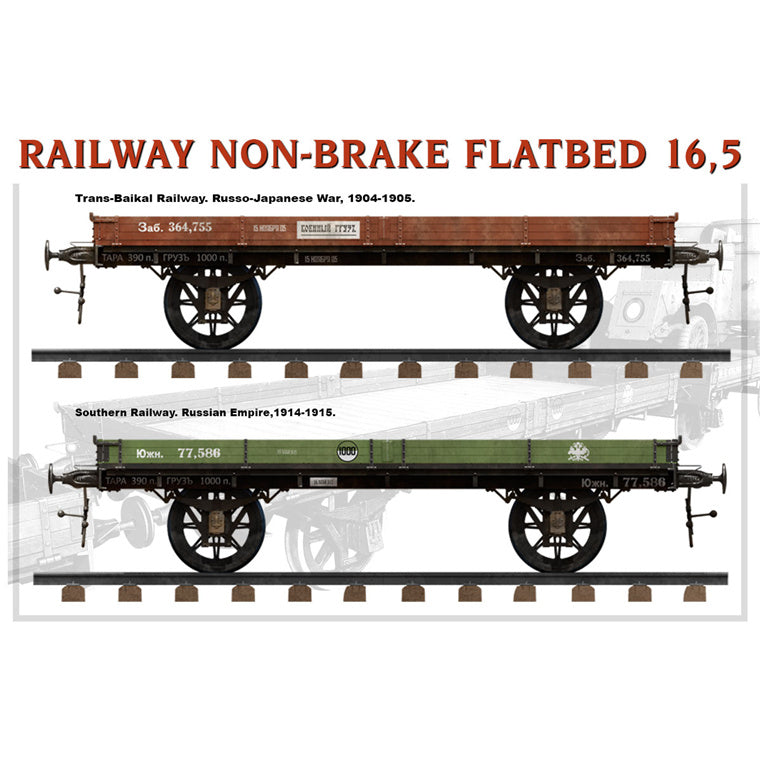 Miniart 2-39004 - MINIART 1/35 RAILWAY NON-BRAKE FLATBED
