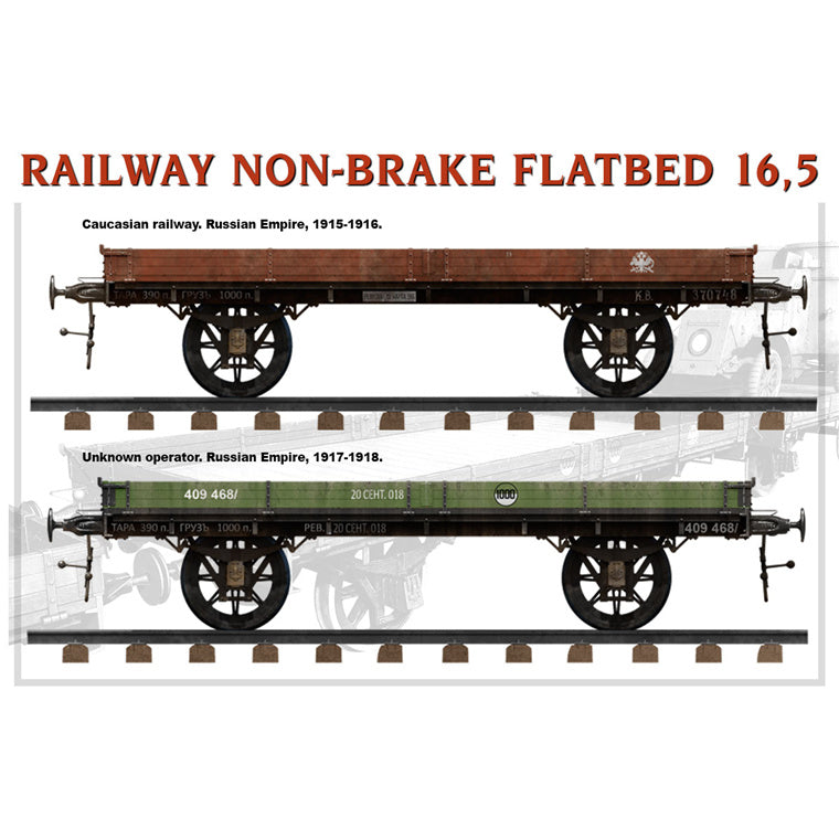 Miniart 2-39004 - MINIART 1/35 RAILWAY NON-BRAKE FLATBED