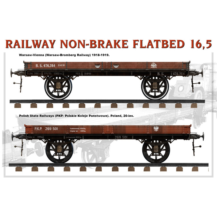 Miniart 2-39004 - MINIART 1/35 RAILWAY NON-BRAKE FLATBED