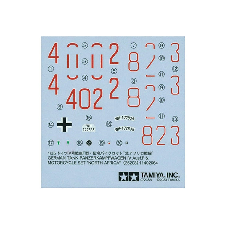 Tamiya 25208 - TAMIYA 1/35 IV.F & MOTORCYCLE N. AFRICA