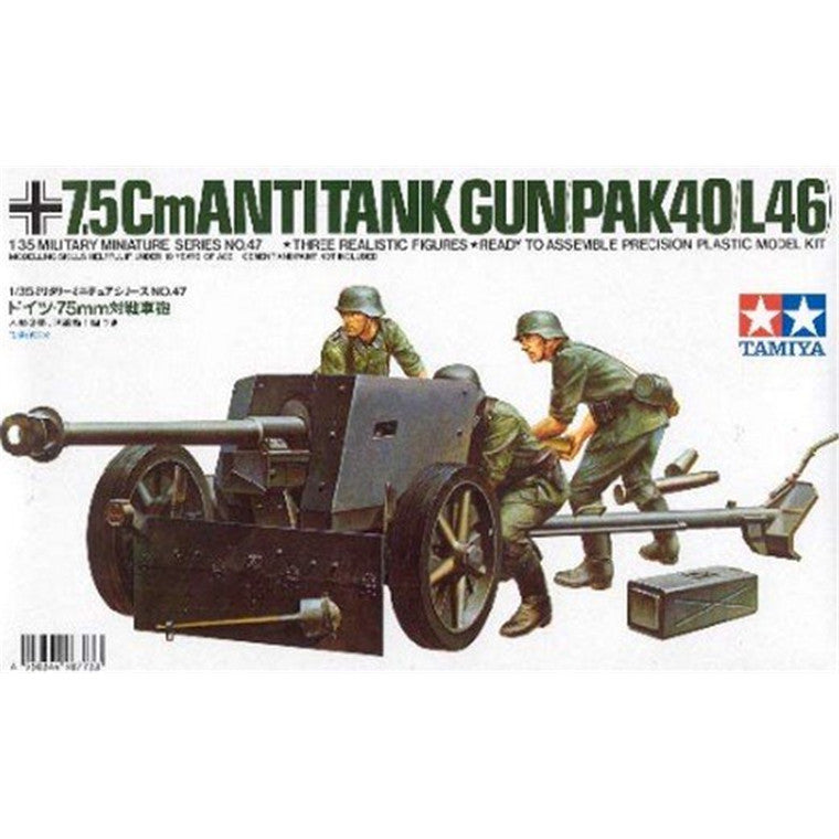 Tamiya Military Miniature Series No.47 - 1/35 - 7.5cm Anti Tank Gun - PAK 40/L46