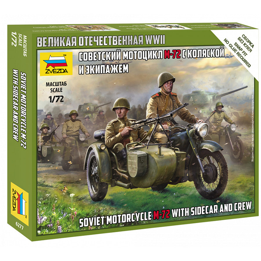 Zvezda Z6277 - ZVEZDA 1/72 SOWJETISCHES M-72 SEITENWAGENMOTORRAD