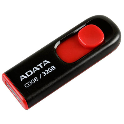ADATA  C008  Retractable Flash Drive - 32GB - Black / Red