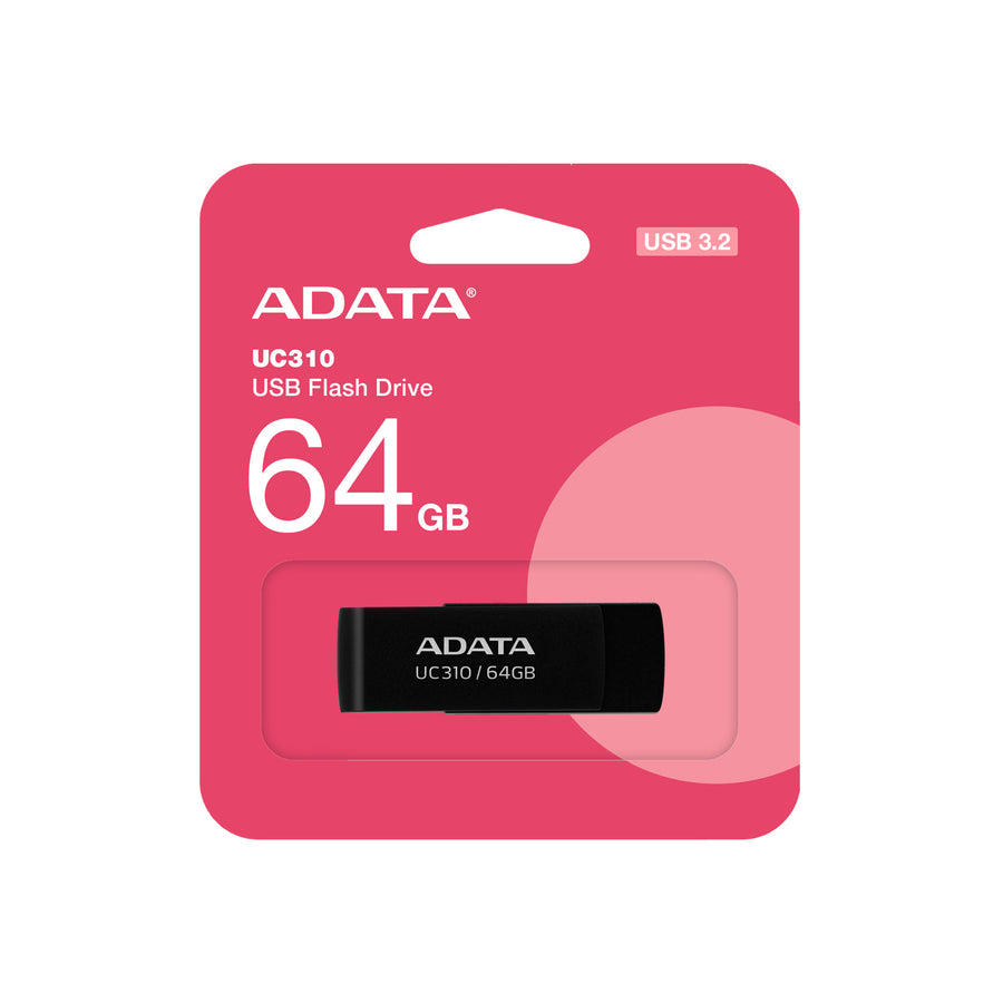 ADATA UC310 Swivel USB3.2 Flash Drive - 64GB - Black