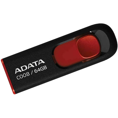 ADATA  C008  Retractable Flash Drive - 64GB - Black / Red