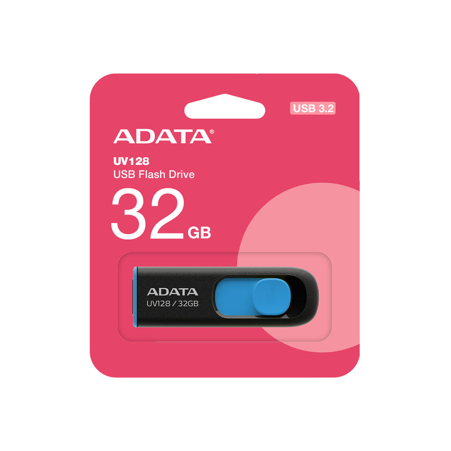 ADATA  UV128  USB Flash Drive - 32GB - Black / Blue