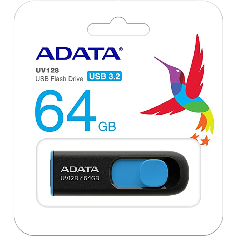 ADATA  UV128  USB Flash Drive - 64GB - Black / Blue