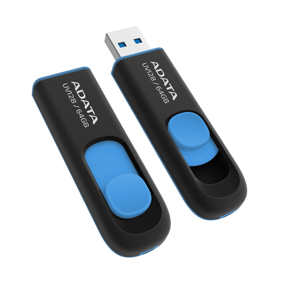 ADATA  UV128  USB Flash Drive - 64GB - Black / Blue