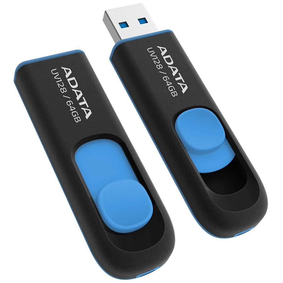 ADATA  UV128  USB Flash Drive - 64GB - Black / Blue