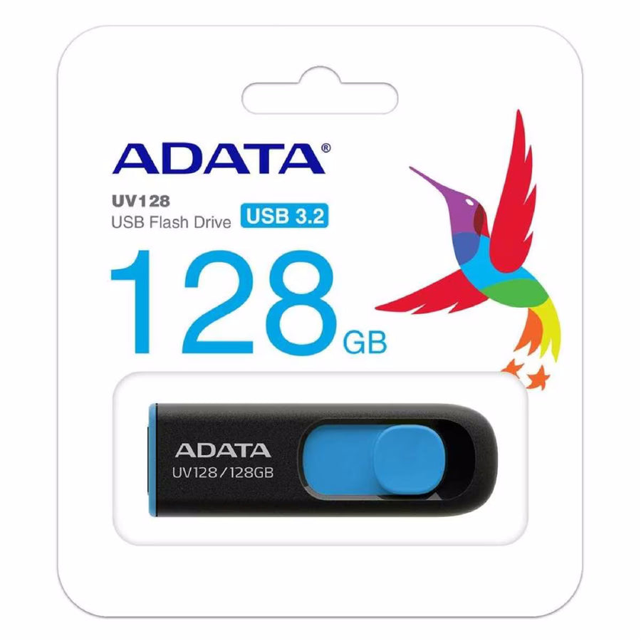 ADATA  UV128  USB Flash Drive - 128GB - Black / Blue