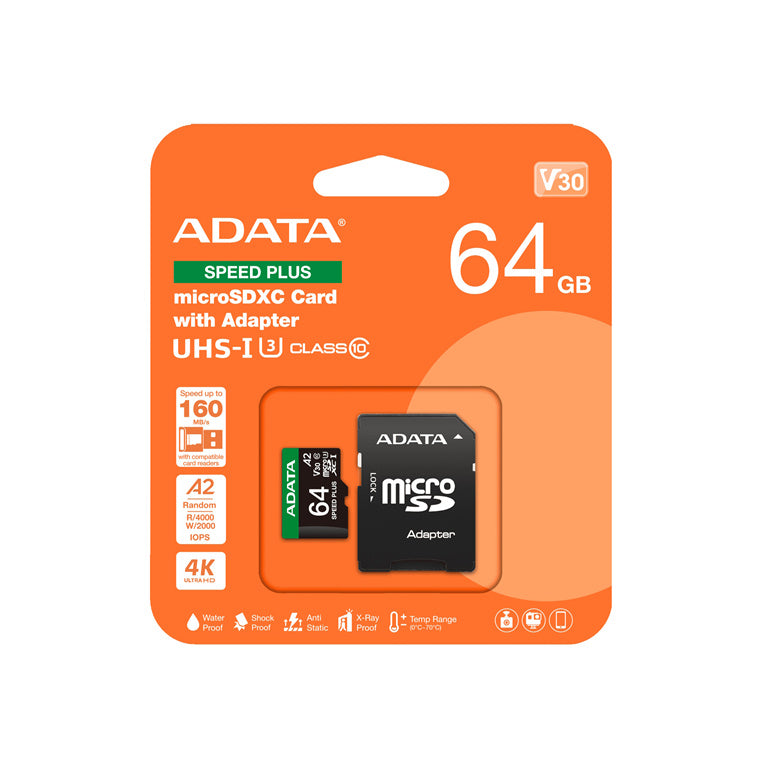 ADATA Speed Plus 64GB microSDXC Card with Adapter