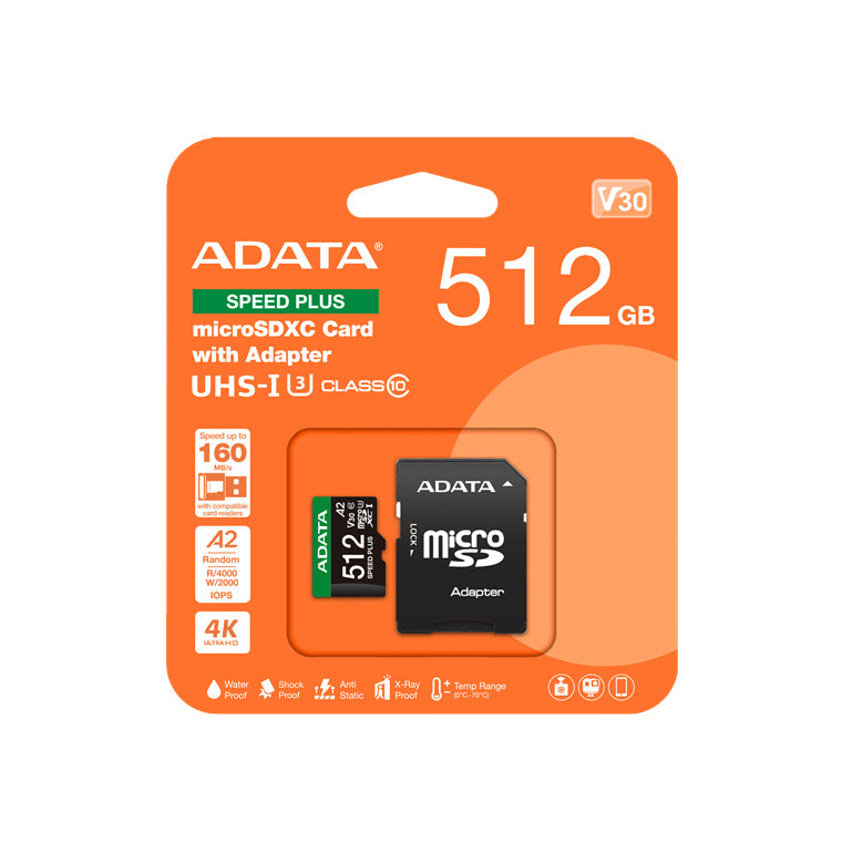 ADATA Speed Plus 512GB microSDXC Card with Adapter