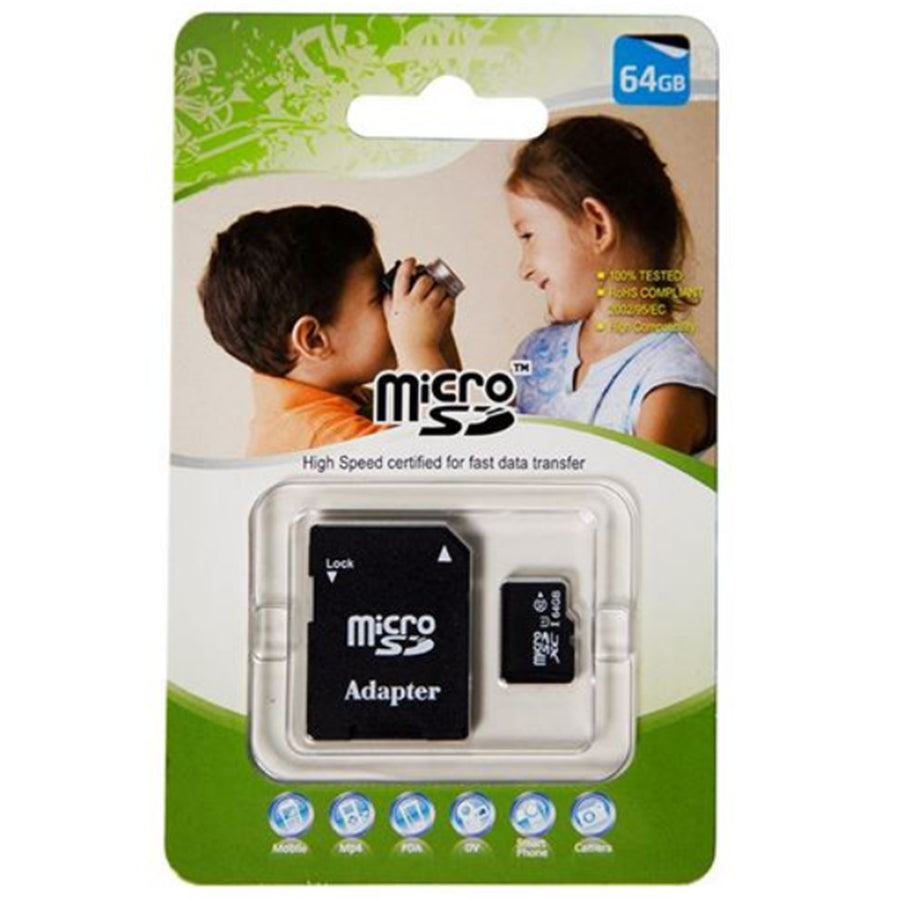 DYNAMIX SDMICRO64G - 64GB Micro SD High-Speed Certified Flash Card w/ Adapter