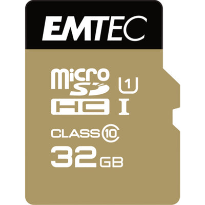 ECMSDM32GHC10GP - Emtec MicroSD Memory Card 32GB Class 10 With SD Adapter Gold