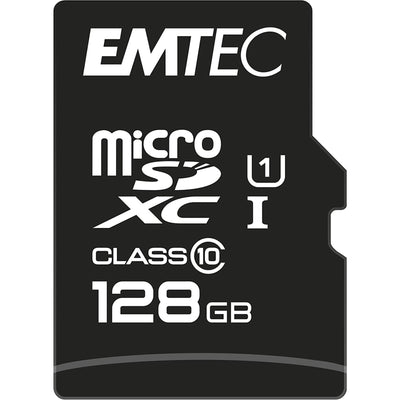 ECMSDM128GXC10GP - Emtec MicroSD Memory Card128GB Class 10 With SD Adapter Gold