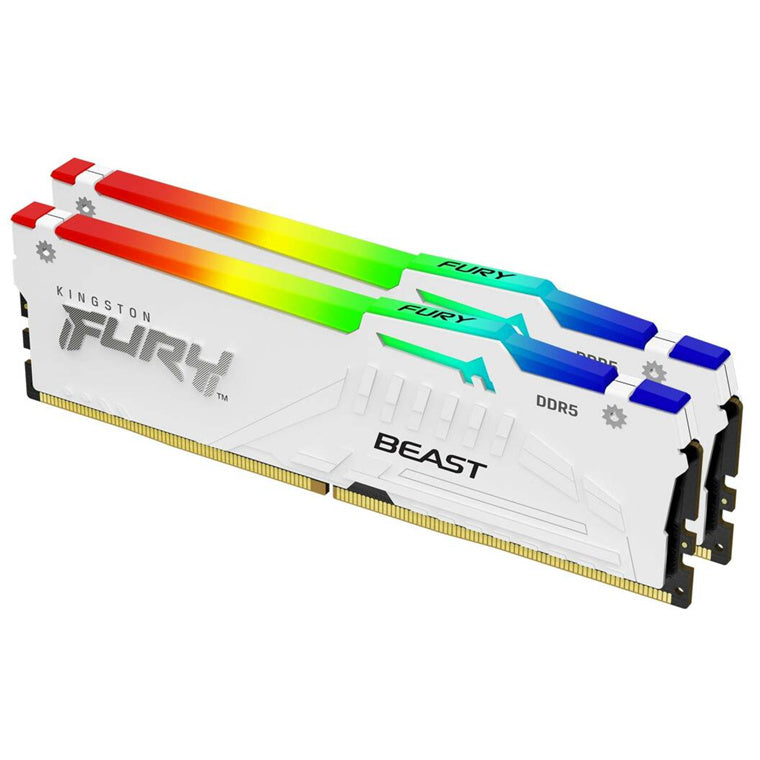 Kingston Fury RGB Beast 32GB DDR5 ( 2 X 16GB) Desktop DIMM RAM Kit White  6000MT/s, CL30,