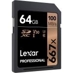 LEX-LSD0667064G-BNNNG - Lexar 64GB SDXC Klasse 10, UHS-I (U3), V30, bis zu 100MB/s Übertragungsgeschwindigkeit