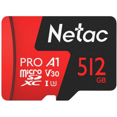 NT02P500PRO-512G-R - Netac P500 Extreme Pro microSDXC V30 Card with Adapter 512GB