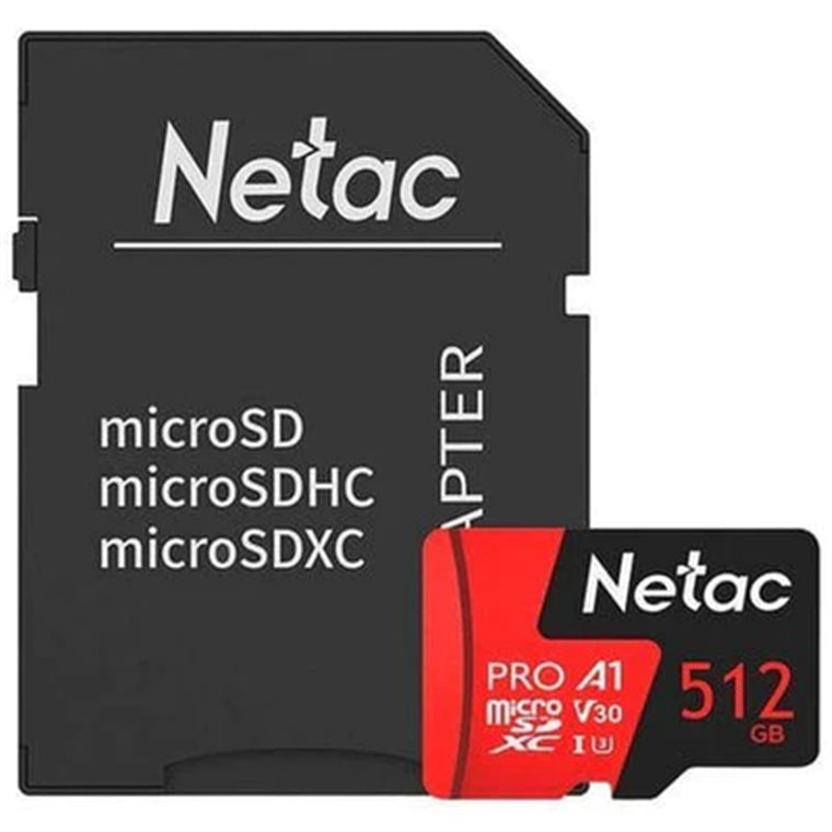 NT02P500PRO-512G-R - Netac P500 Extreme Pro microSDXC V30 Card with Adapter 512GB