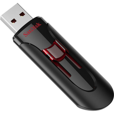 SDCZ600-032G-G35 - SANDISK CRUZER GLIDE 3.0 USB FLASH DRIVE CZ600 32GB USB3.0 BLACK WITH RED SLIDER RETRACTABLE DESIGN 5Y