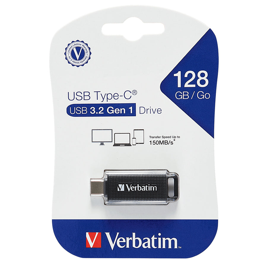 Verbatim 70905  Type-C USB 3.2 Gen 1 Flash Drive 128GB - Black