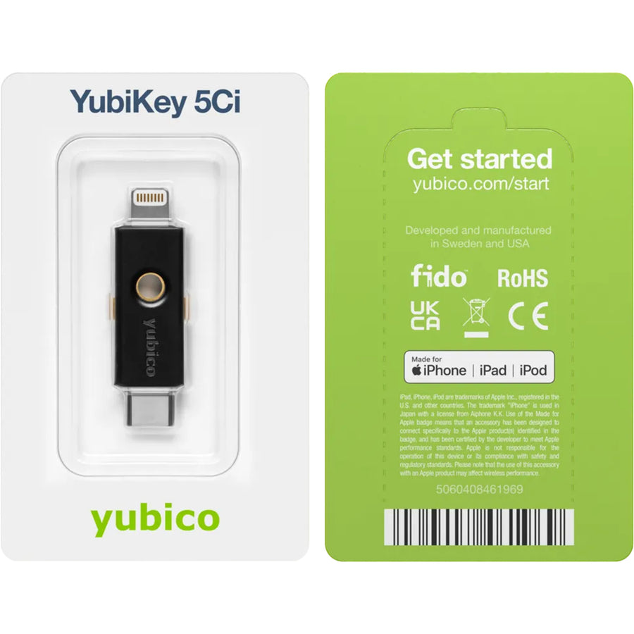 Yubico YubiKey 5Ci - USB-C & Lightning Multi-Protocol - v5.7 - Lightning port and USB-C All-in-one configurable security key - 5060408461969