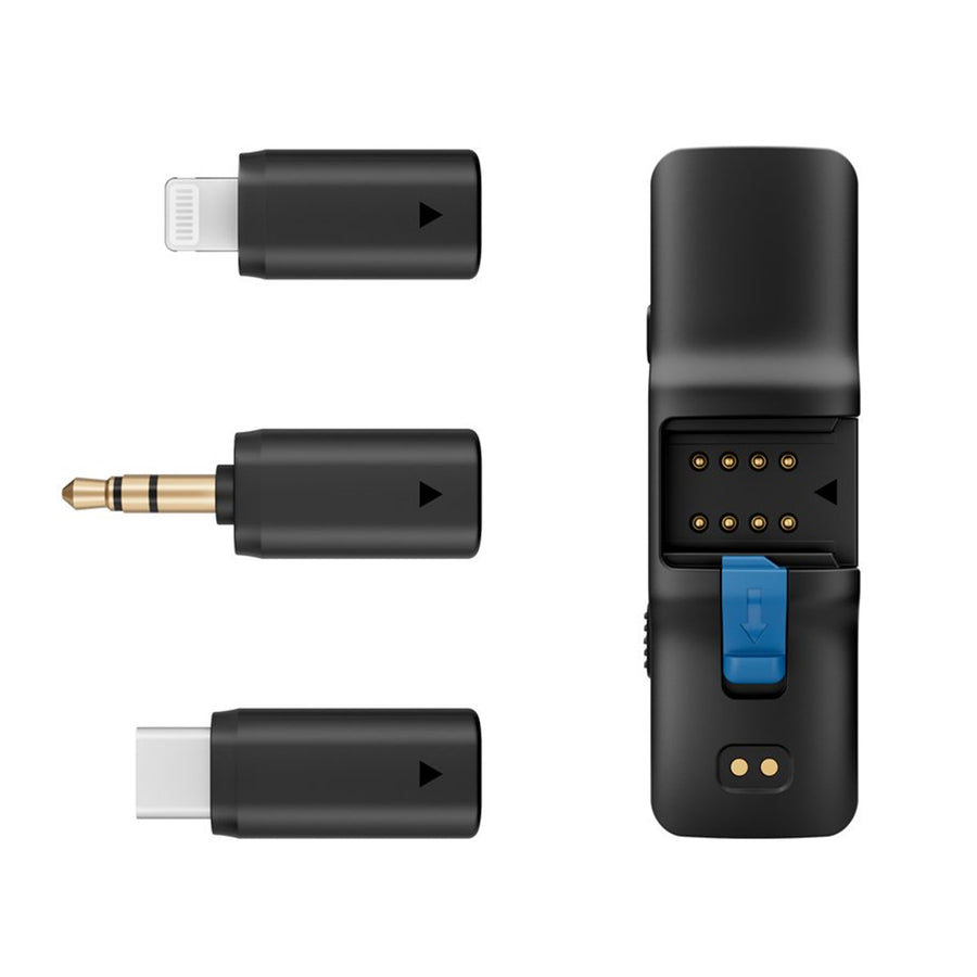 Boya BOYALINK 2 Wireless Lavalier Microphone - Black for iPhone / Android / Camera Vlogging - All-in-One Lapel Dual Mic System & Lightning & USB-C Inputs