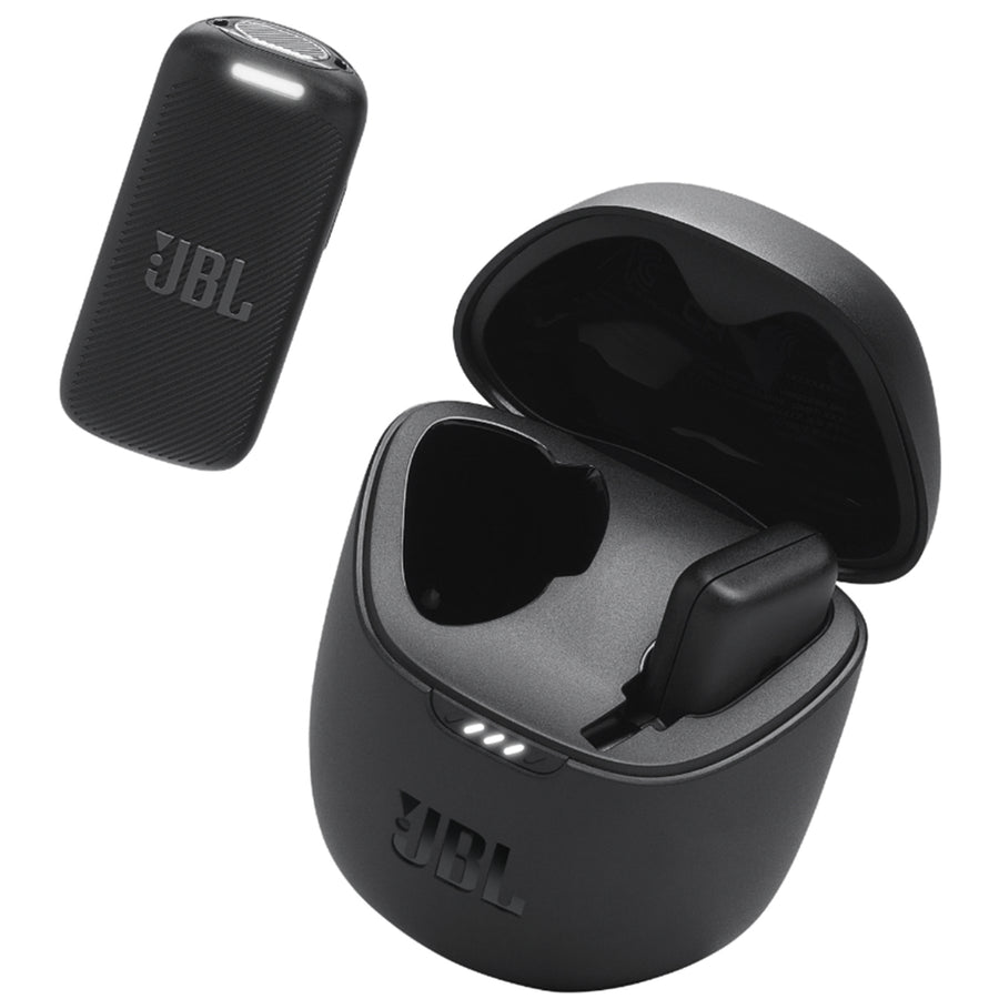 JBL Quantum Stream Wireless Clip-On Lapel Microphone System with USB-C Connector & Charging Case - Simple plug & play - Up to 100m range - Works with iPhone 15/16 series, Android & more with USB-C receiver - Up to 6hr battery/18hr with char