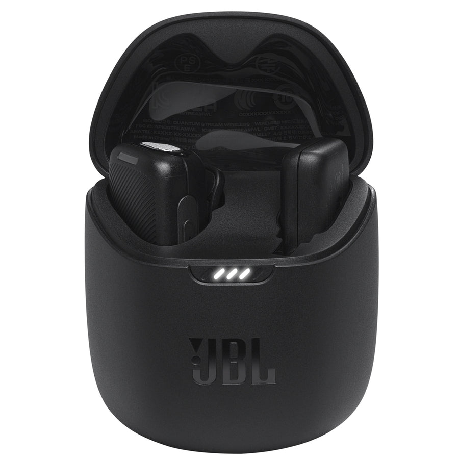 JBL Quantum Stream Wireless Clip-On Lapel Microphone System with USB-C Connector & Charging Case - Simple plug & play - Up to 100m range - Works with iPhone 15/16 series, Android & more with USB-C receiver - Up to 6hr battery/18hr with char