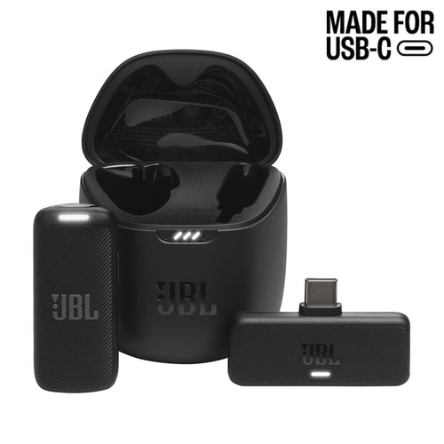 JBL Quantum Stream Wireless Clip-On Lapel Microphone System with USB-C Connector & Charging Case - Simple plug & play - Up to 100m range - Works with iPhone 15/16 series, Android & more with USB-C receiver - Up to 6hr battery/18hr with char