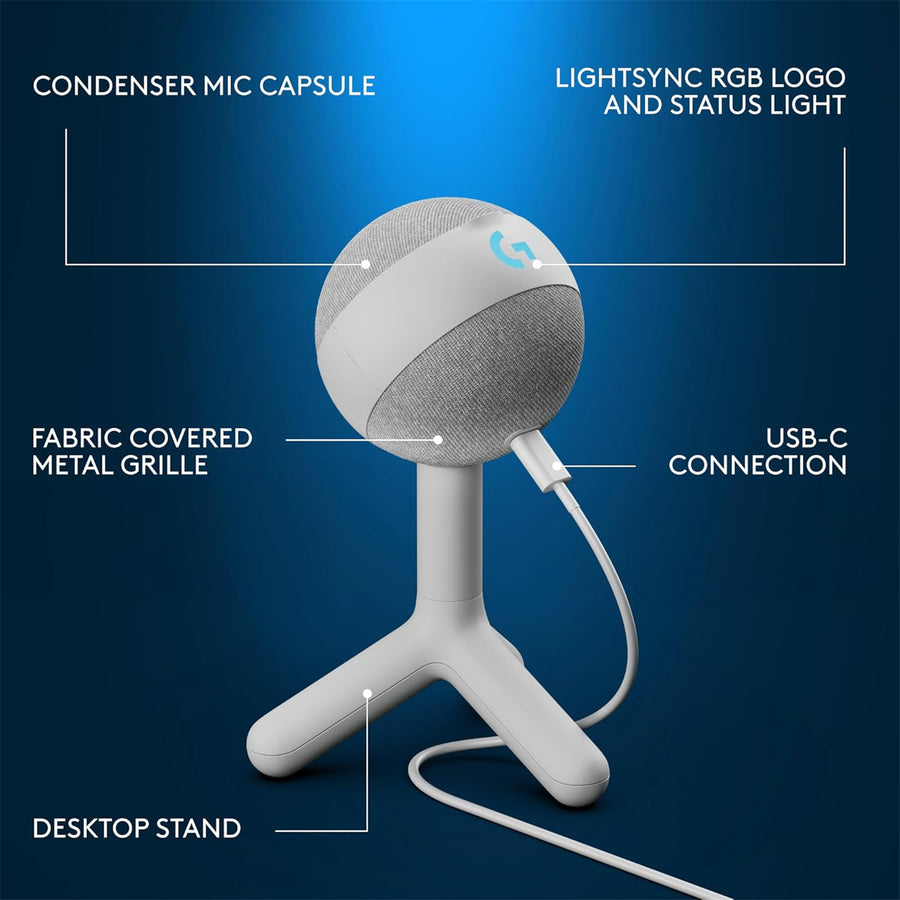 988-000560 - Logitech G Yeti Orb RGB Gaming Mic WHT