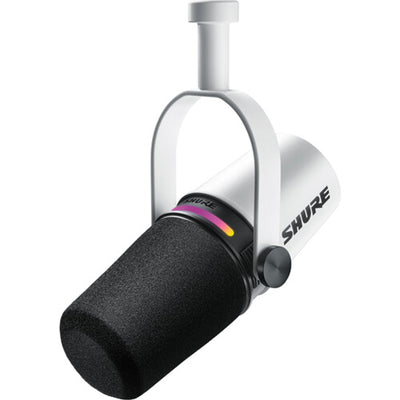 Shure MV7+ white USB/XLR Dynamic Podcasting Microphone USB-C and XLR outputs
