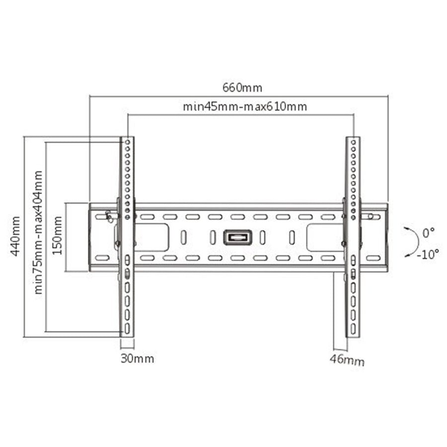 BRATECK 37''-70'' Tilt Wall Mount Bracket Max load: 75kg VESA Support up to 600x400.