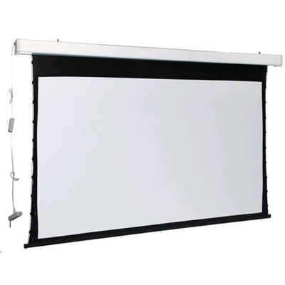 BRATECK 108'' Deluxe Tab-tensioned Electric Projector Screen Matt white fibreglass screen. Black