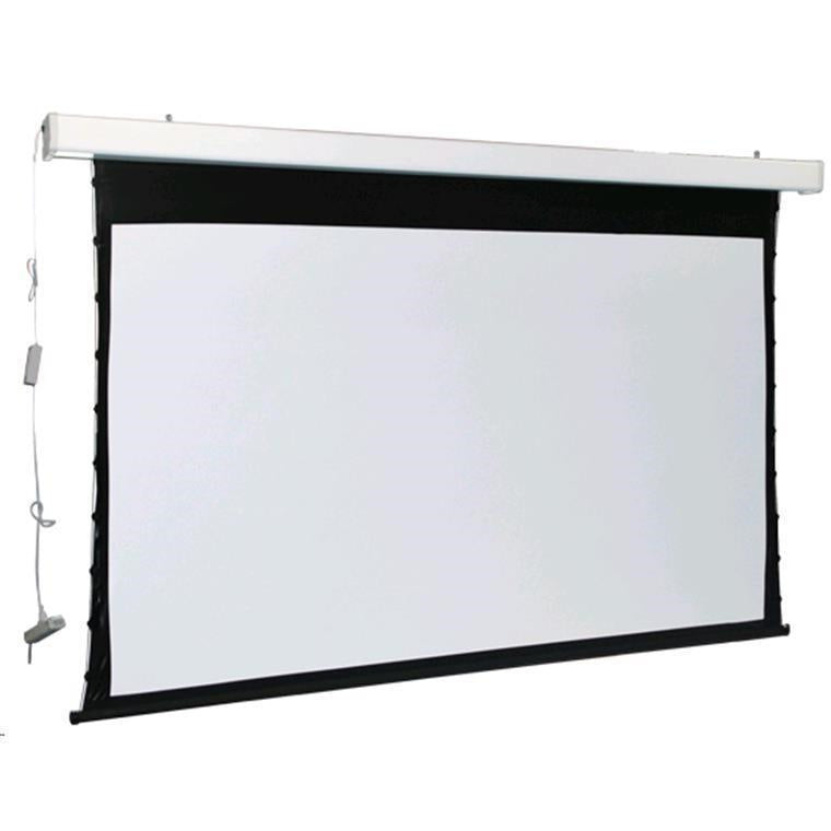 BRATECK 108'' Deluxe Tab-tensioned Electric Projector Screen Matt white fibreglass screen. Black