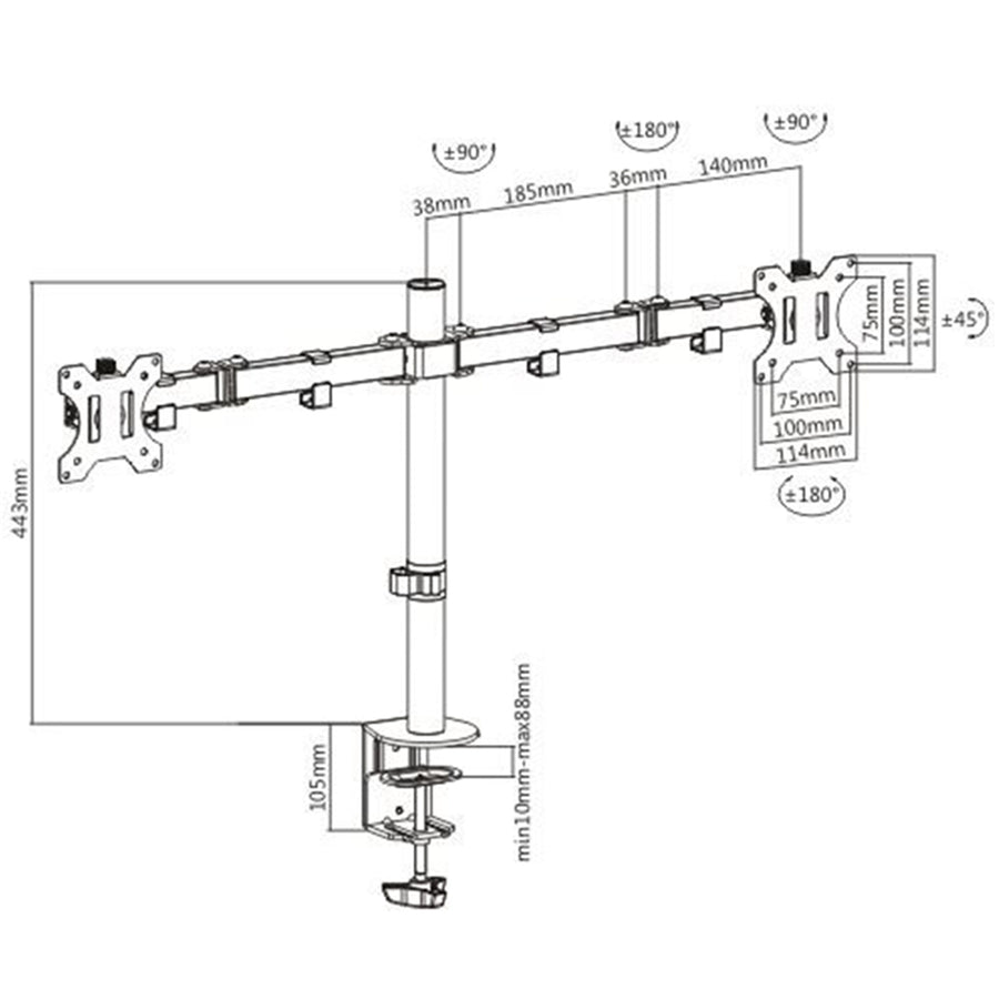 Bracom Economy Dual Monitor Steel Monitor Arm 13’’-32’’