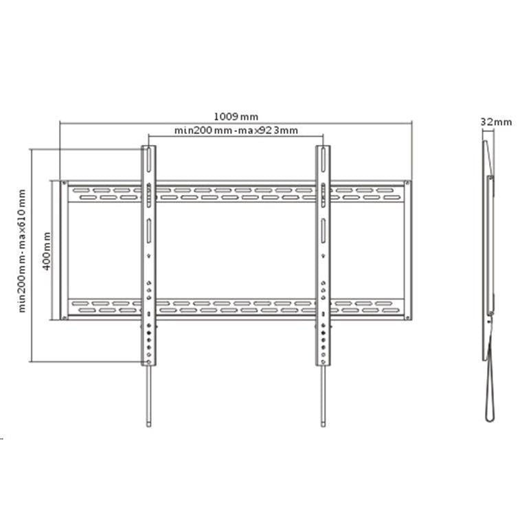 BRATECK 60''-100'' Extra Large Heavy- Duty Fixed Wall Bracket Max Load 120kg. VESA Support