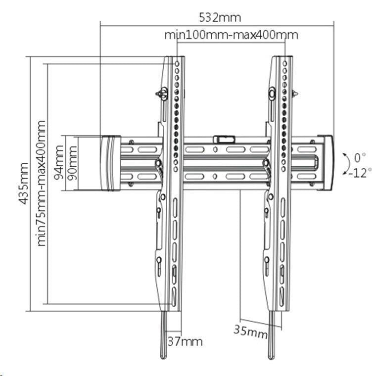 BRATECK 32''-55'' Tilt wall mount bracket Max load: 50kg VESA Support