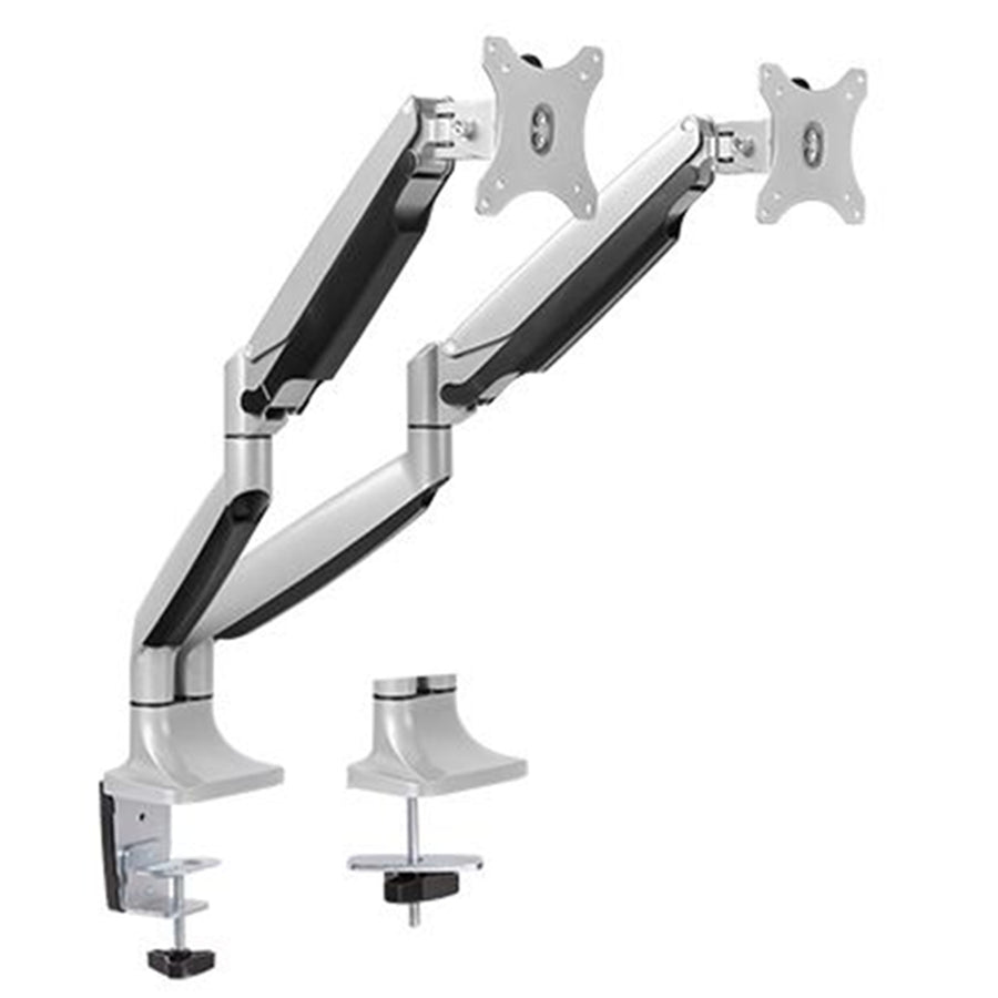 Bracom LDT10-C024 13"-32" Aluminum Interactive Counterbalance Dual Monitor Arm. -90 +90 tilt, -90 +90  swivel, -90 +90  rotate. Max VESA 100x100. Max load 9kg.