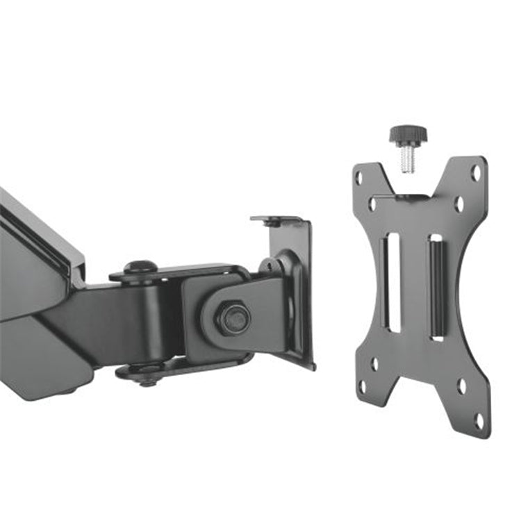 Bracom LDT16-C024 dual Gas Spring Monitor Arm pivot and swivel fits 17"-32" VESA 75x75,100x100 Tilt Range: +35°~-35° Swivel Range: +90°~-90° Black Colour