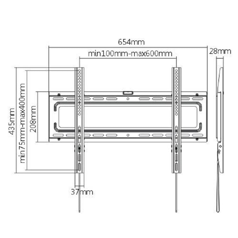 BRATECK LP46-46T - 37''-86'' Tilt TV Wall Mount Bracket Supports Max Load 50kg TV to Wall: 40mm.