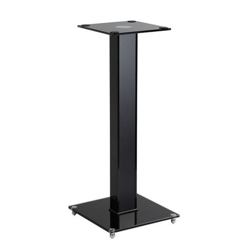 BRATECK BS-03M - 23.6'' Aluminium/Glass Floor Standing BookShelf Speak Stand Tempered Glass Base w/ Floor