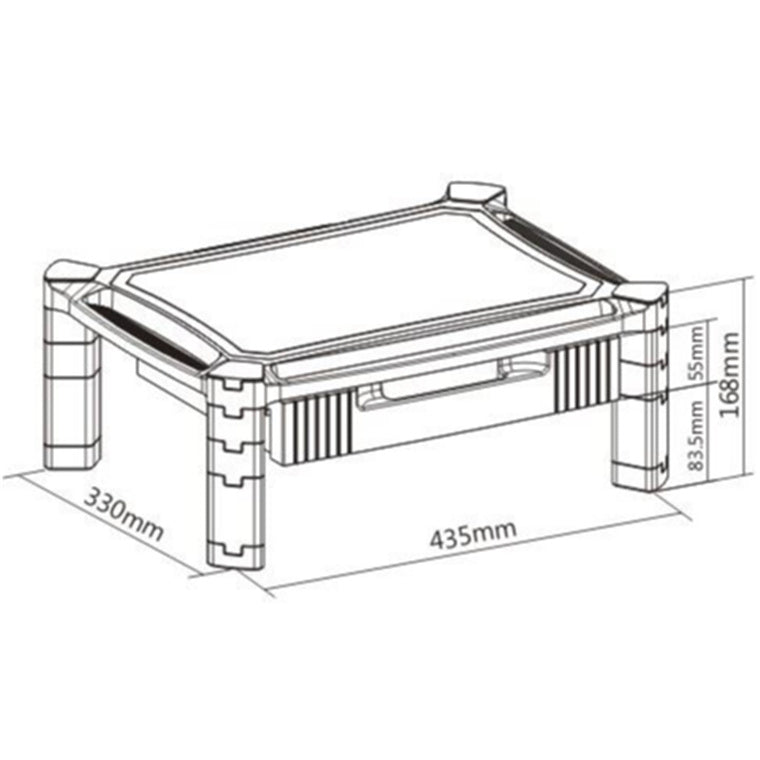 BRATECK AMS-2 - Modular multi-purpose height adjustable smart stand drawer. Max weight 10Kgs