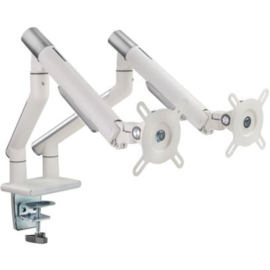 Brateck LDT49-C024 17"-32" Dual Premium Slim Aluminium Spring-Assisted Desk Mount Monitor Arm - Quick Release Detachable VESA Plate, Built-in Spring Tension, 180 Rotation Stop, Built-in Cable Management, White