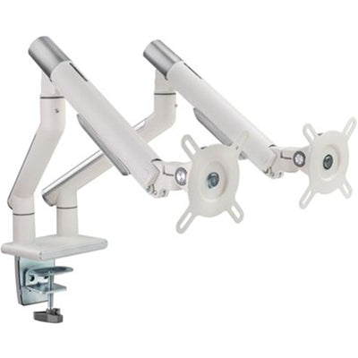 Brateck LDT49-C024 17"-32" Dual Premium Slim Aluminium Spring-Assisted Desk Mount Monitor Arm - Quick Release Detachable VESA Plate, Built-in Spring Tension, 180 Rotation Stop, Built-in Cable Management, White