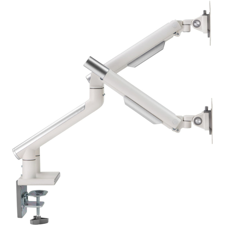 Brateck LDT49-C024 17"-32" Dual Premium Slim Aluminium Spring-Assisted Desk Mount Monitor Arm - Quick Release Detachable VESA Plate, Built-in Spring Tension, 180 Rotation Stop, Built-in Cable Management, White