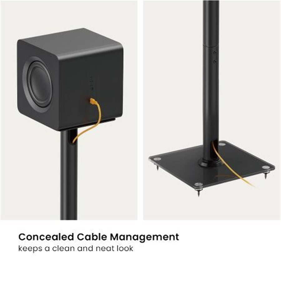 Brateck  BS-76M 24" Aluminium / Glass Floor Standing BookShelf Speaker Stands - Sold as a Pair