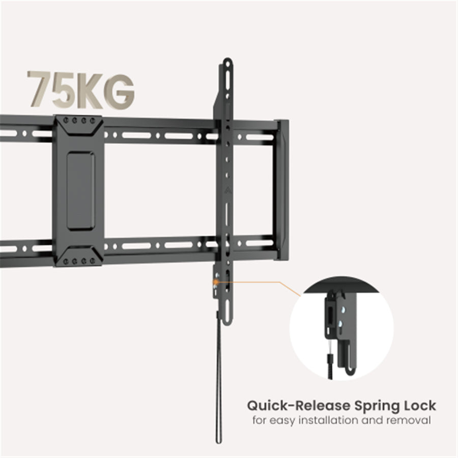 BRATECK LP81-48F - 43''-95'' Fixed Slim TV Wall Mount Supports Up to 75Kgs Automatic Spring Locks