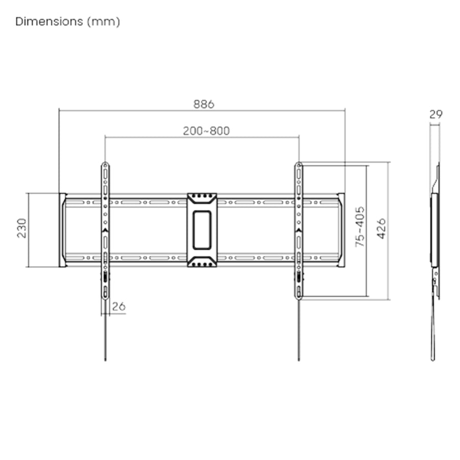 BRATECK LP81-48F - 43''-95'' Fixed Slim TV Wall Mount Supports Up to 75Kgs Automatic Spring Locks