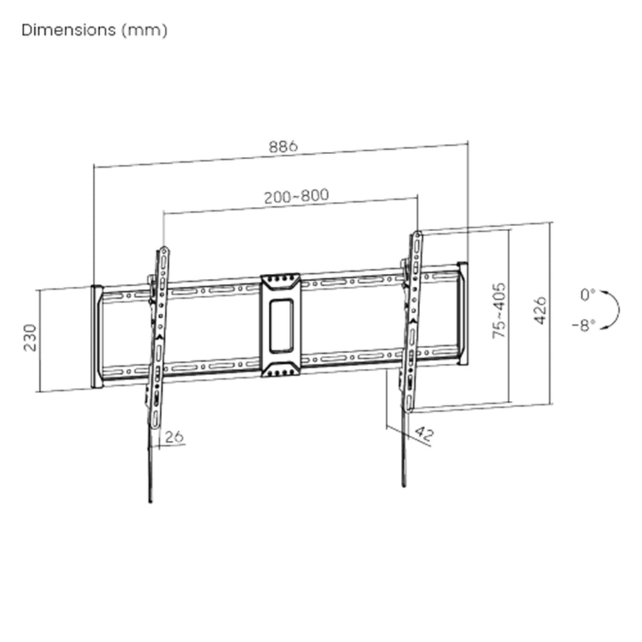 BRATECK LP81-48T - 43''-95'' Tilt Slim TV Wall Mount Supports Up to 75Kgs Automatic Spring Locks